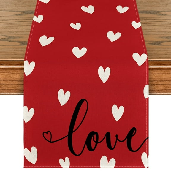 Sm:)e Red Love Heart Valentine Table Runner 13 x 90 Inch