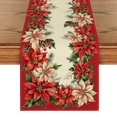 thumbnail image 1 of Sm:)e Red White Poinsettia & Pine Cone Christmas Table Runner, 13 x 72 Inch Red Farmhouse Table Decor, Universal for Indoor Outdoor Kitchen, Home & Party Decoration, 1 of 7