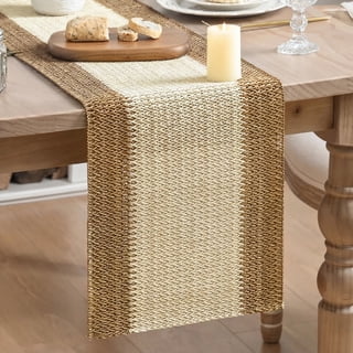 Sm:)e Rustic Farmhouse Burlap Brown Paper Braided Table Runner 12x72 Inch, Seasonal Woven Decoration for Kitchen Dining, Home & Party Use