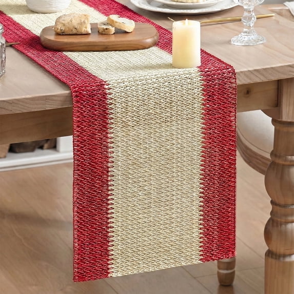 Sm:)e Rustic Farmhouse Red Paper Braided Table Runner 12x72 Inch, Seasonal Christmas Woven Decoration for Kitchen Dining, Home & Party Use