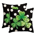 thumbnail image 1 of Sm:)e Saint Patricks Day Pillow Covers Set of 2, Black, 18x18Inch Green Shamrocks Lucky Outdoor Cushion Case for Sofa Couch, 1 of 6