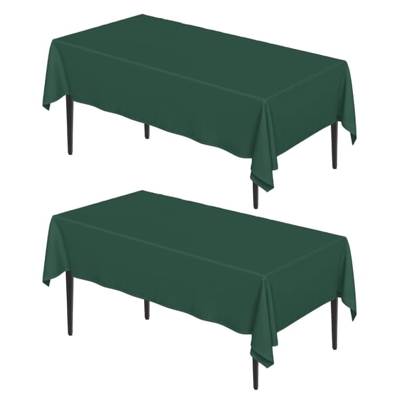 Sm:)e Set of 2 Stain and Wrinkle Resistant Fitable Hunter Green Table Cloth Rectangle 60x84 Inch, Reusable and Washable Polyester Table Covers for Party 4ft Table