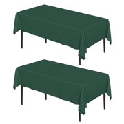 Sm:)e Set of 2 Stain and Wrinkle Resistant Fitable Hunter Green Table Cloth Rectangle 60x84 Inch, Reusable and Washable Polyester Table Covers for Party 4ft Tab