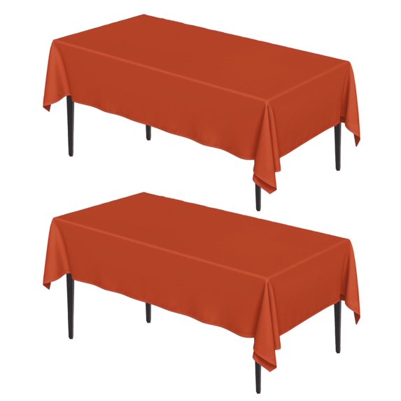 Sm:)e Set of 2 Stain and Wrinkle Resistant Fitable Orange Table Cloth Square 60x60 Inch, Reusable and Washable Polyester Fabric Table Covers for Party, Wedding and Banquet Decoration 4ft Table