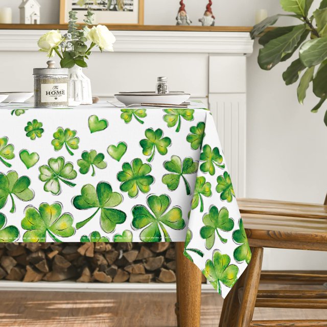 Sm)e Shamrock Lucky Clover St. Patrick's Day Tablecloth 60 x 84 Inch