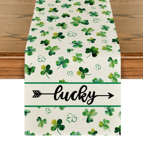 Sm:)e Shamrock Lucky St. Patrick's Day Table Runner 13 x 108 Inch