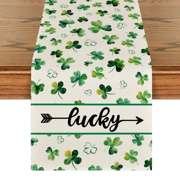 Sm:)e Shamrock Lucky St. Patrick's Day Table Runner 13 x 108 Inch