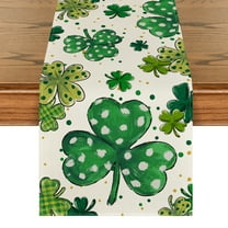 Sm:)e Shamrock St. Patrick's Day Table Runner 13 x 72 Inch, Home Kitchen Seasonal Decoration Holiday Table Decor