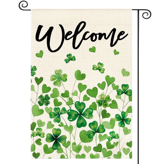 Sm:)e Shamrocks Welcome Patricks Day Garden Flag 12x18 Inch Double Sided