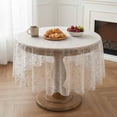 thumbnail image 1 of Sm:)e Silk Gold Foil Gauze Tablecloth Beige Round 60 Inch - Glitter Metallic Sheer Table Cover for Dining, Wedding, Party, and Events - Durable & Stylish Home Decor, 1 of 10