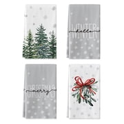Sm:)e Snowflake Tree Mistletoe Winter Christmas Kitchen Dish Towels 18 x 26 Inch Set of 4