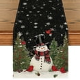 thumbnail image 1 of Sm:)e Snowman Birds Trees Christmas Table Runner Black 13 x 108 Inch, 1 of 4