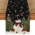 thumbnail image 1 of Sm:)e Snowman Birds Trees Christmas Table Runner Black 13 x 108 Inch, 1 of 4