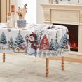 thumbnail image 1 of Sm:)e Snowman Christmas Tablecloth 60x84 Inch Oval, Pine Snow Washable Table Cover for Party Picnic Dinner Decor, White, 1 of 6