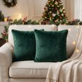 thumbnail image 1 of Sm:)e Soft Plush Faux Fur Throw Pillow Covers 18x18 Inch Set of 2, Decorative Cushion Covers for Couch Sofa Bedroom Living Room Home Decor, Green, 1 of 6