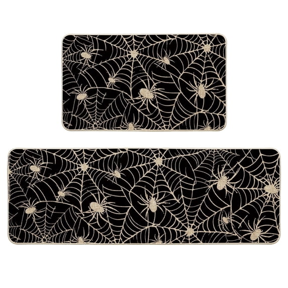 Sm:)e Spider Web Halloween Kitchen Rugs and Mats, 17x29Inch and 17x47 Inch, Non Slip Mat for Porch Patio Hallway