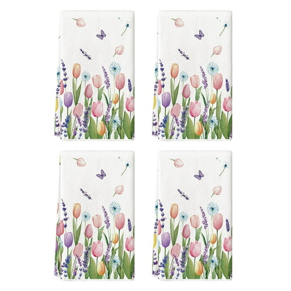 Sm:)e Sping Flowers Kitchen Towels Set of 4, 18x26 Inch