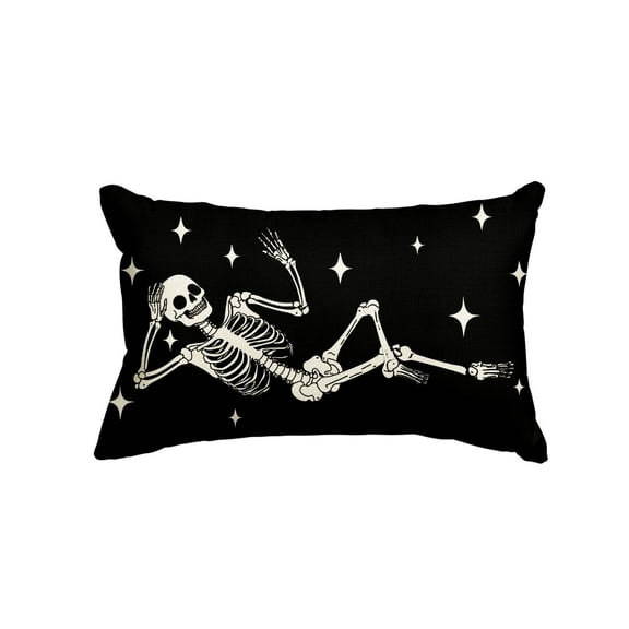 Sm:)e Spooky Skeleton Halloween Throw Pillow Cover 12 x 20 Inch Decorative Outdoor Cushion Covers