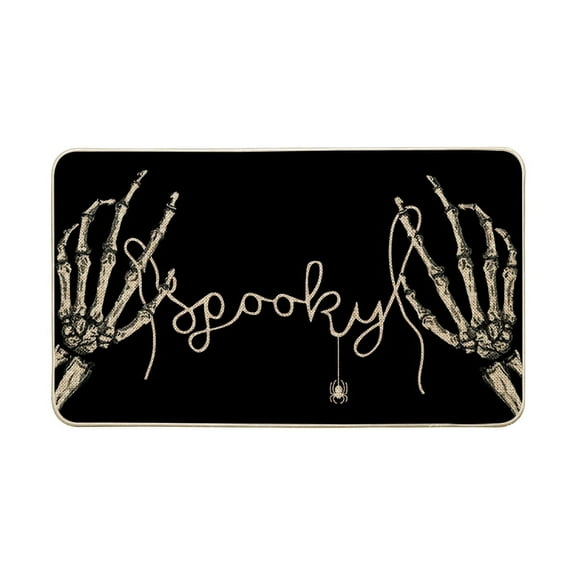 Sm:)e Spooky Skeleton Spider Bone Doormat, 17x29 Inch, Black