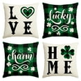 thumbnail image 1 of Sm:)e St. Patrick's Day Buffalo Plaid Shamrock Clover Throw Pillow Covers 18 x 18 inch Set of 4, 1 of 7