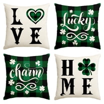 Sm:)e St. Patrick's Day Buffalo Plaid Shamrock Clover Throw Pillow Covers 18 x 18 inch Set of 4