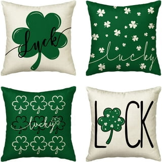 Green Throw Pillow Covers Farmhouse Polylester Linen Buffalo Plaid Truck  Lucky Blessings Decorative Pillowcase St. Patrick's Day For Sofa No Pillow  Inserts - Temu