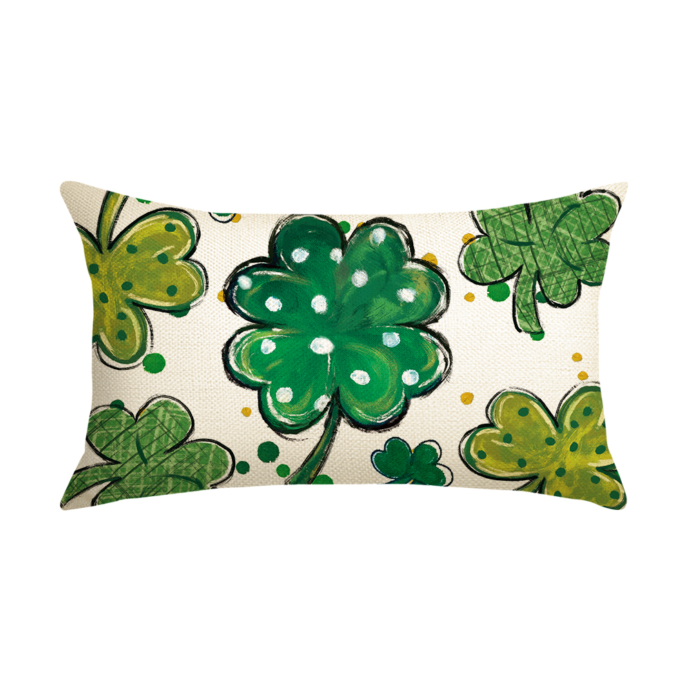 Sm)e St Patricks Day Lucky Clover Polka Dot Throw Pillow Cover, 12 x