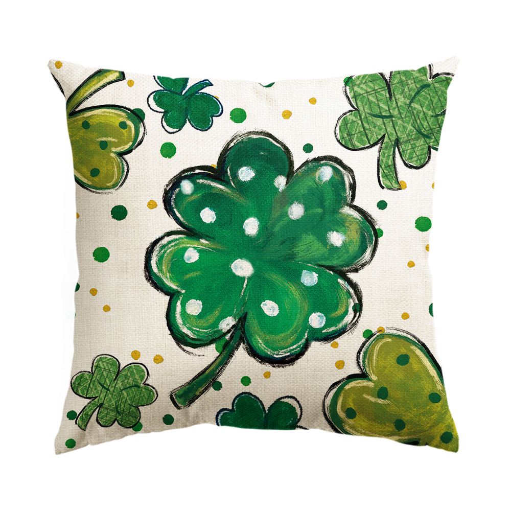 Sm)e St Patricks Day Lucky Clover Polka Dot Throw Pillow Cover, 18 x