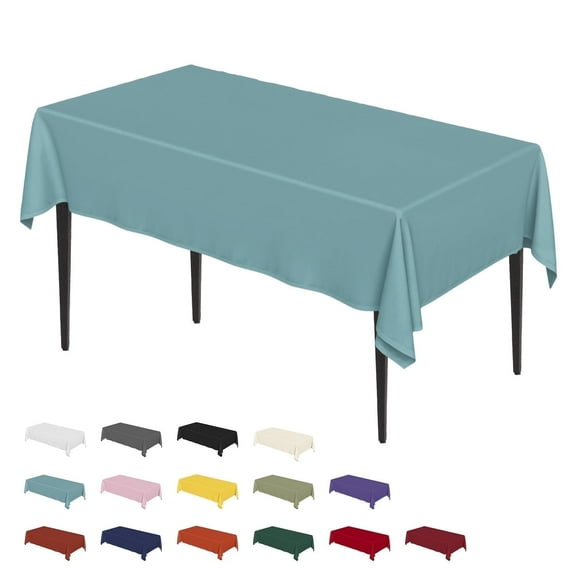 Sm:)e Stain and Wrinkle Resistant Fitable Aqua Table Cloth Rectangle 60x84 Inch, Reusable and Washable Polyester Fabric Table Covers for Party, Wedding and Banquet Decoration 4ft Table