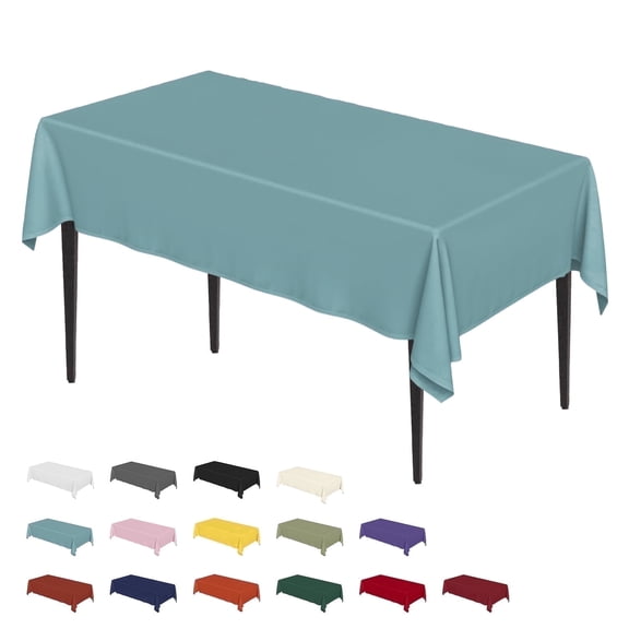 Sm:)e Stain and Wrinkle Resistant Fitable Aqua Table Cloth Rectangle 60x84 Inch, Reusable and Washable Polyester Fabric Table Covers for Party, Wedding and Banquet Decoration 4ft Table