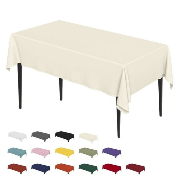 Sm:)e Stain and Wrinkle Resistant Fitable Beige Table Cloth Rectangle 52x70 Inch, Reusable and Washable Polyester Fabric Table Covers for Party, Wedding and Banquet Decoration 4ft Table