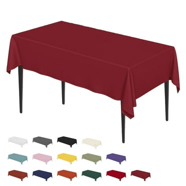 Sm:)e Stain and Wrinkle Resistant Fitable Burgundy Red Table Cloth Rectangle 60x84 Inch, Reusable and Washable Polyester Fabric Table Covers for Party, Wedding and Banquet Decoration 4ft Table