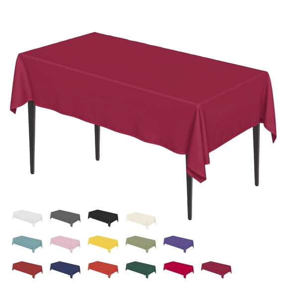 Sm:)e Stain and Wrinkle Resistant Fitable Burgundy Red Table Cloth Square 60x60 Inch, Reusable and Washable Polyester Fabric Table Covers for Party, Wedding and Banquet Decoration 4ft Table