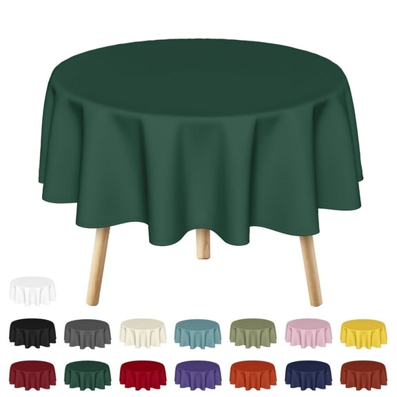 Sm:)e Stain and Wrinkle Resistant Fitable Hunter Green Table Cloth 60 Inch Round, Reusable and Washable Polyester Fabric Table Covers for Party, Wedding and Banquet Decoration 4ft Table