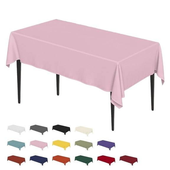 Sm:)e Stain and Wrinkle Resistant Fitable Pink Table Cloth Rectangle 60x84 Inch, Reusable and Washable Polyester Fabric Table Covers for Party, Wedding and Banquet Decoration 4ft Table