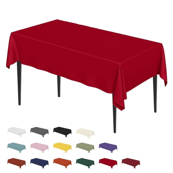 Sm:)e Stain and Wrinkle Resistant Fitable Red Table Cloth Rectangle 52x70 Inch, Reusable and Washable Polyester Fabric Table Covers for Party, Wedding and Banquet Decoration 4ft Table