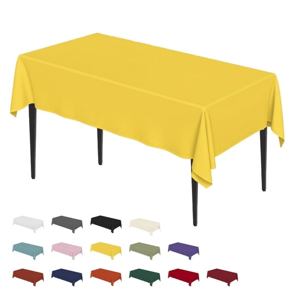 Sm:)e Stain and Wrinkle Resistant Fitable Yellow Table Cloth Rectangle 52x70 Inch, Reusable and Washable Polyester Fabric Table Covers for Party, Wedding and Banquet Decoration 4ft Table