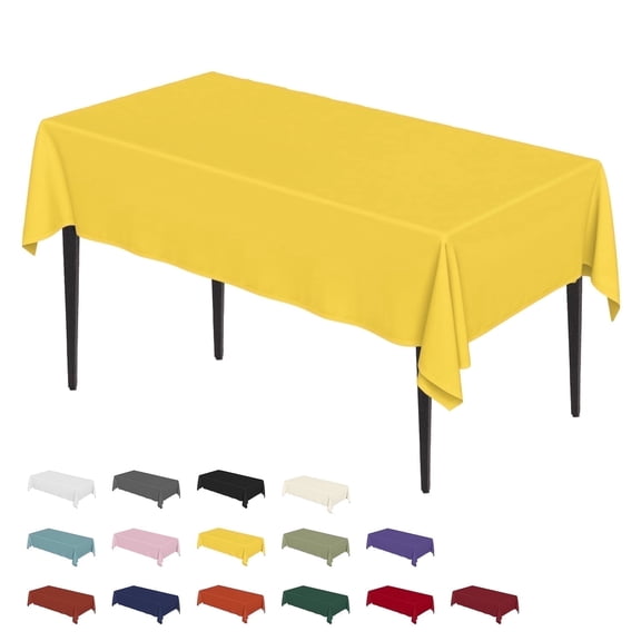 Sm:)e Stain and Wrinkle Resistant Fitable Yellow Table Cloth Rectangle 60x104 Inch, Reusable and Washable Polyester Fabric Table Covers for Party, Wedding and Banquet Decoration 6ft Table