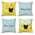 thumbnail image 1 of Sm:)e Stay Juicy Lemon Summer Pillow Cover Set of 4 - 18x18 Inch Pet Cat Polyester Decorative Cushions, 1 of 6