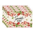 thumbnail image 1 of Sm:)e Strawberry Summer Placemats Set of 4 Buffalo Plaid Check Spring Summer Fruit Birthday Baby Shower Party Kitchen Dining Home Decoration,12 x 18 Inch, 1 of 7
