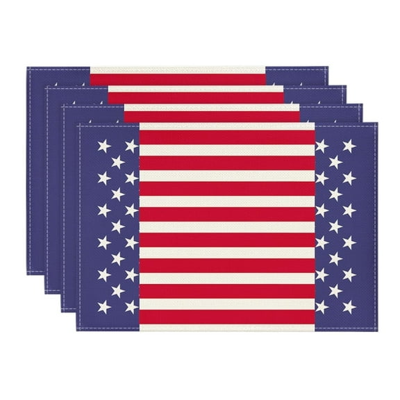 Sm:)e Striped American Star Flag 4th of July Placemats Set of 4 Patriotic Table Mat 12 x 18 Inch