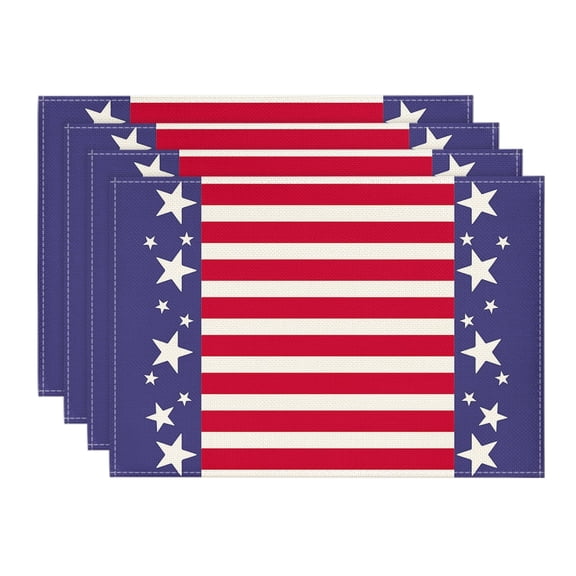 Sm:)e Striped American Star Flag 4th of July Placemats Set of 4 Patriotic Table Mat 12 x 18 Inch