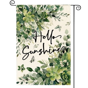 Sm:)e Hello Sunshine Eucalyptus Leaves Summer Garden Flag 12 x 18 Inch Double Sided, Seasonal Farmhouse Yard Outdoor Banner