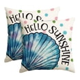 thumbnail image 1 of Sm:)e Summer Pillow Cover Set of 2 - 18x18 Inch Hello Sunshine Shell Polyester Decorative Cushions, 1 of 6