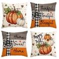 thumbnail image 1 of Sm:)e Sunflower Bow Maple Leaves Pumpkin Fall Pillow Covers 18x18 Inch Set of 4, Cushion Covers for Sofa Seasonal Home Decor, 1 of 8