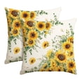 thumbnail image 1 of Sm:)e Sunflower Summer Pillow Cover Set of 2 - 18x18 Inch Eucalyptus Shell Polyester Decorative Cushions, 1 of 6