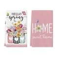 thumbnail image 1 of Sm:)e Sweet Home Spring Flowers Kitchen Towels Set of 2, 18x26 Inch, Pink, 1 of 6