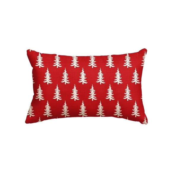 Sm:)e Trees Christmas Pillow Covers 12 x 20 Red, Winter Cushion Covers for Sofa Home Decor
