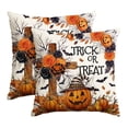 thumbnail image 1 of Sm:)e Trick or Treat Ghost Pumpkin Bat Cross Halloween Pillow Covers 18x18 Inch Set of 2, Cushion Covers for Sofa Home Decor, 1 of 6