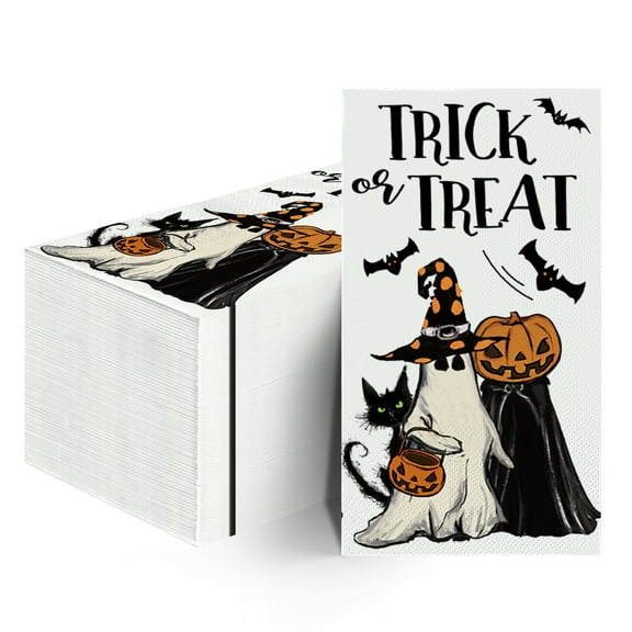 Sm:)e Jack - O- Lantern Bats Black Cat Trick or Treat Halloween Paper Napkins 100PCS